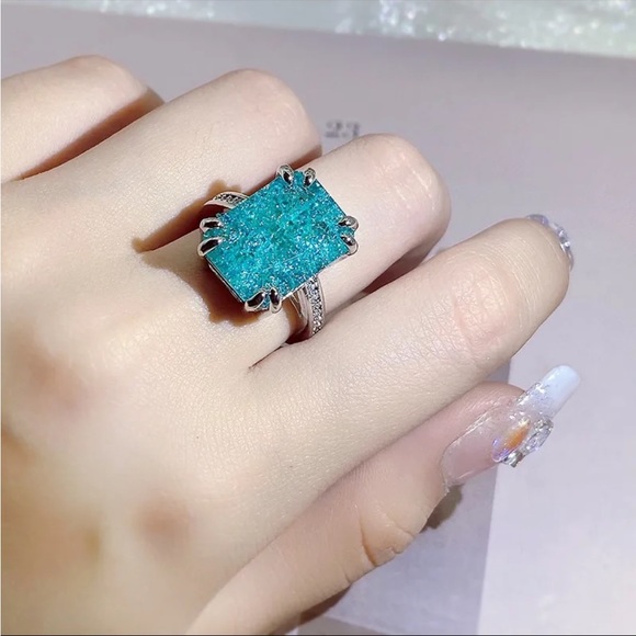 925 Sterling Silver Paraiba Tourmaline Rings New in Gift Box - Picture 5 of 10
